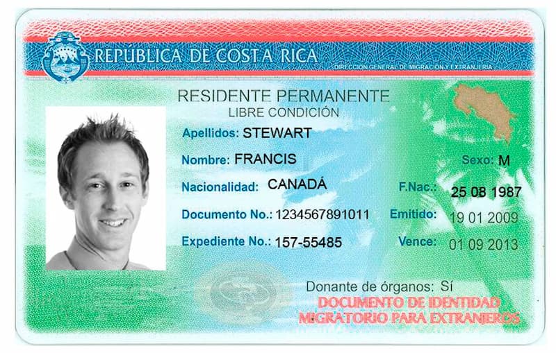 Costa Rica Cedula with Permanent Residency Stutus